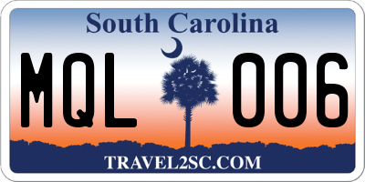 SC license plate MQL006
