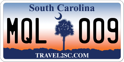 SC license plate MQL009