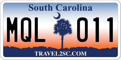 SC license plate MQL011