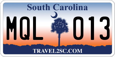 SC license plate MQL013