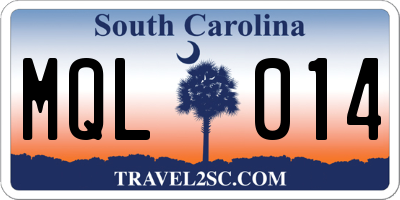 SC license plate MQL014