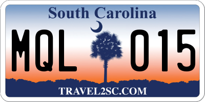 SC license plate MQL015