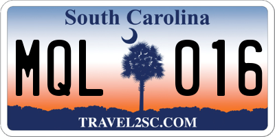 SC license plate MQL016