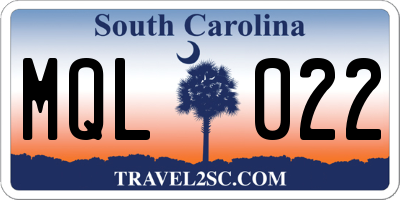 SC license plate MQL022