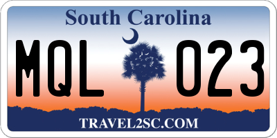 SC license plate MQL023