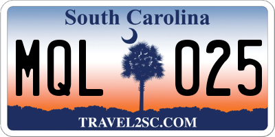 SC license plate MQL025