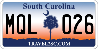 SC license plate MQL026