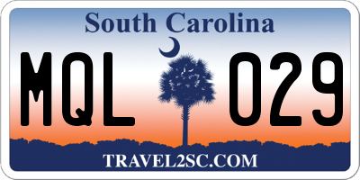 SC license plate MQL029