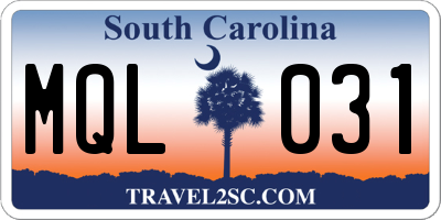 SC license plate MQL031
