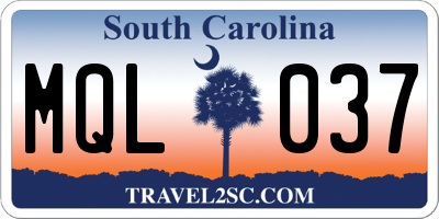 SC license plate MQL037