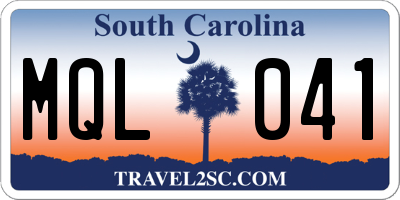 SC license plate MQL041
