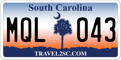 SC license plate MQL043