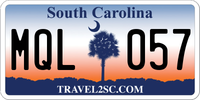 SC license plate MQL057