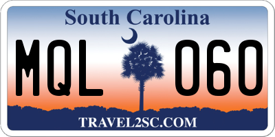 SC license plate MQL060