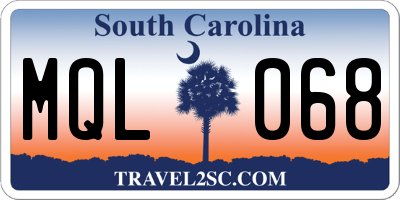 SC license plate MQL068