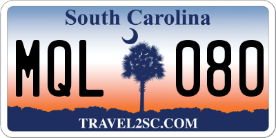 SC license plate MQL080