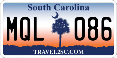 SC license plate MQL086