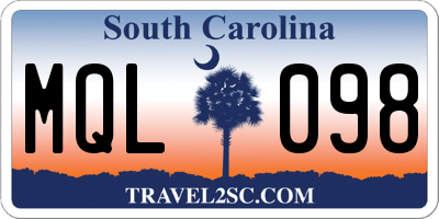 SC license plate MQL098
