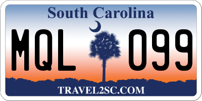 SC license plate MQL099
