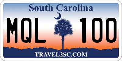 SC license plate MQL100