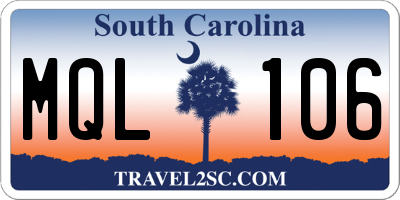 SC license plate MQL106