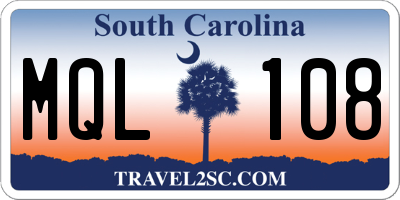 SC license plate MQL108