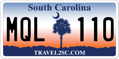 SC license plate MQL110