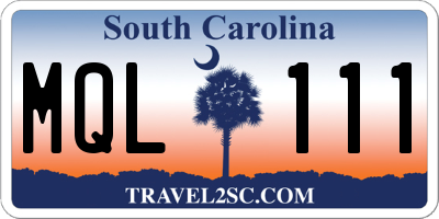 SC license plate MQL111