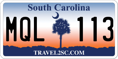 SC license plate MQL113