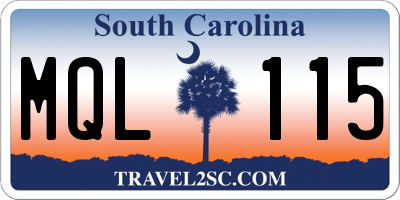 SC license plate MQL115