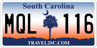 SC license plate MQL116