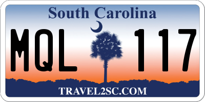 SC license plate MQL117