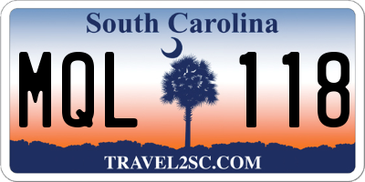 SC license plate MQL118