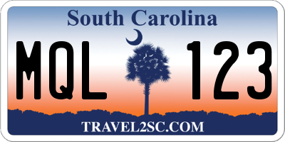 SC license plate MQL123