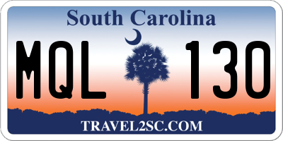 SC license plate MQL130