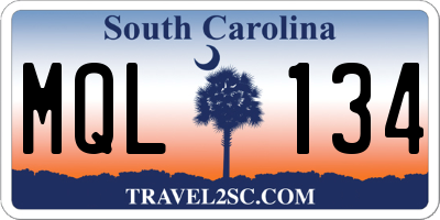 SC license plate MQL134