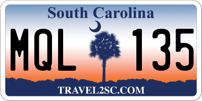 SC license plate MQL135