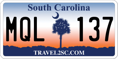 SC license plate MQL137
