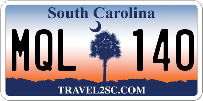 SC license plate MQL140