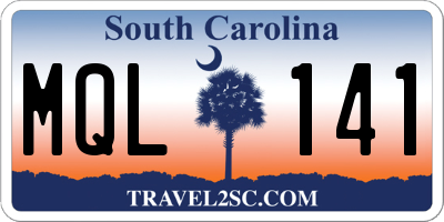 SC license plate MQL141