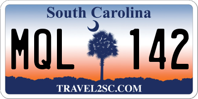 SC license plate MQL142