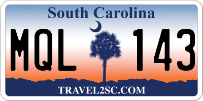 SC license plate MQL143