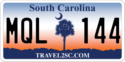 SC license plate MQL144