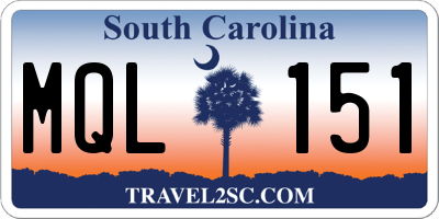 SC license plate MQL151