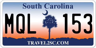 SC license plate MQL153