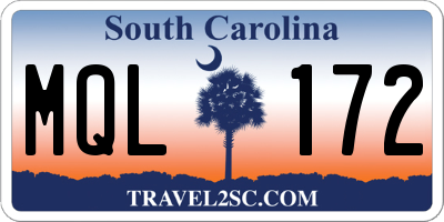 SC license plate MQL172