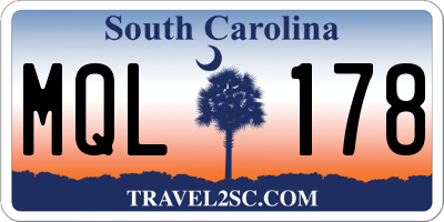 SC license plate MQL178