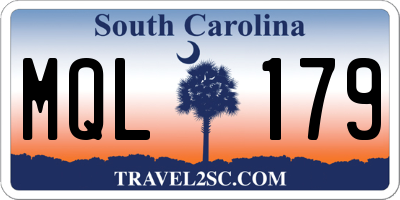 SC license plate MQL179