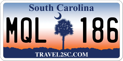 SC license plate MQL186