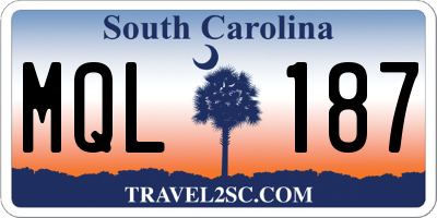 SC license plate MQL187